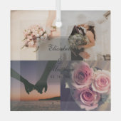 Weddenschap Jubileum Bride en Groom Foto Collage Glas Ornament (Voorkant)