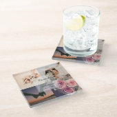 Weddenschap Jubileum Bride en Groom Foto Collage Glazen Onderzetter (Schuin)