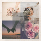 Weddenschap Jubileum Bride en Groom Foto Collage Glazen Onderzetter (Voorkant)