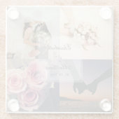 Weddenschap Jubileum Bride en Groom Foto Collage Glazen Onderzetter (Achterkant)