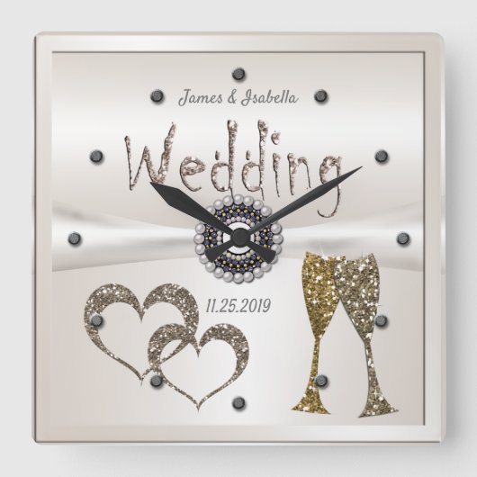 Weddenschap Jubileum cadeaus voor paren gefelicite Vierkante Klok (Voorkant)