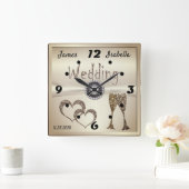 Weddenschap Jubileum cadeaus voor paren gefelicite Vierkante Klok (Huis)