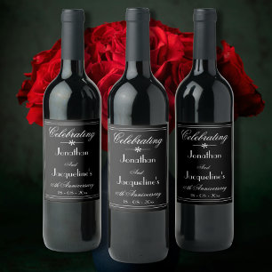 Weddenschap Jubileum Elegant Custom Chic Black Wijn Etiket