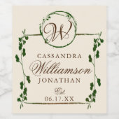 Weddenschap Jubileum Elegant Monogram Gepersonalis Wijn Etiket (Enkel label)