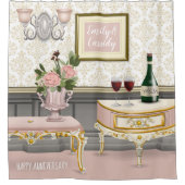 Weddenschap Jubileum Elegant Pink Room Valentijn Douchegordijn (Voorkant)
