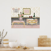 Weddenschap Jubileum Elegant Pink Room Valentijn Poster (Keuken)
