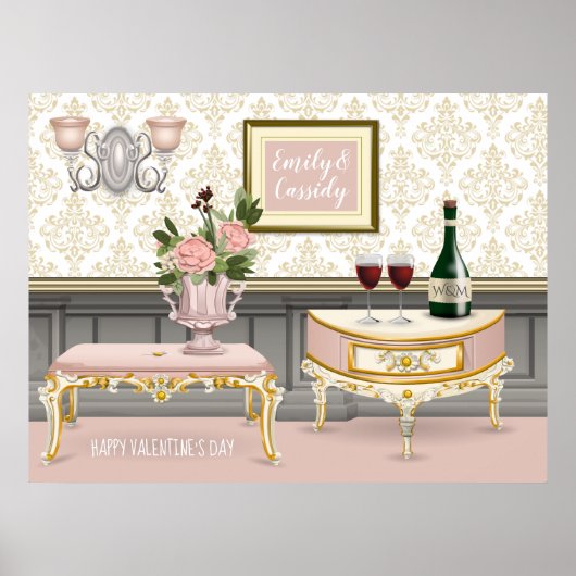 Weddenschap Jubileum Elegant Pink Room Valentijn Poster (Voorkant)