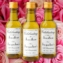 Weddenschap Jubileum Favor Elegant Chic White Mini Wijn Etiket