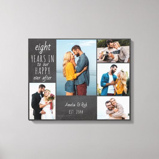 Weddenschap Jubileum Foto Collage Chalkboard Canvas Afdruk (Voorkant)