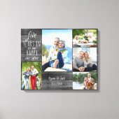 Weddenschap Jubileum Foto Collage Gray Wood Kijk Canvas Afdruk (Voorkant)