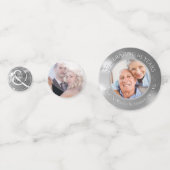 Weddenschap Jubileum Foto Silver Custom Confetti (Voorkanten)