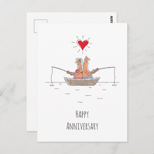 Weddenschap Jubileum Gehuwd met paren Vissen hart Briefkaart (Voorkant / Achterkant)