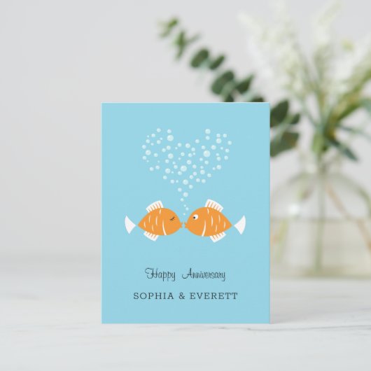 Weddenschap Jubileum Gehuwde paardeharen vis Briefkaart (Staand voorkant)