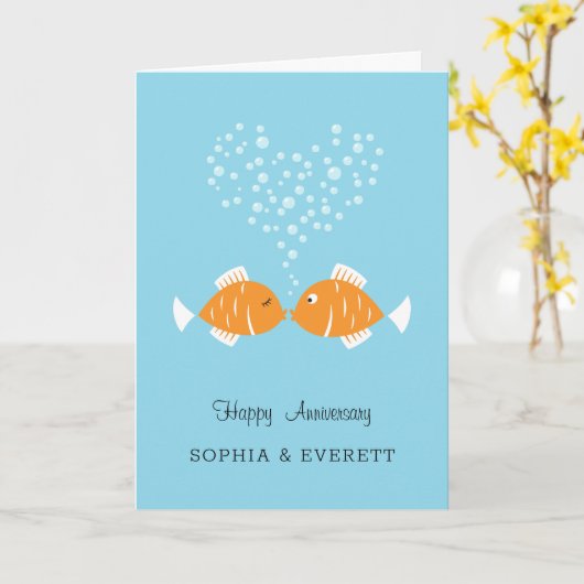 Weddenschap Jubileum Gehuwde paardeharen vis Kaart (Gele Bloem)