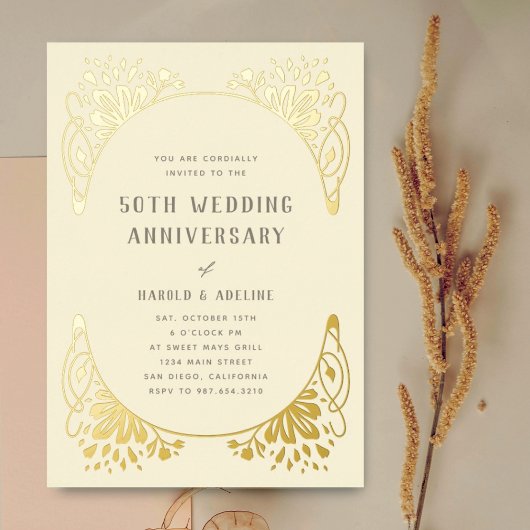 Weddenschap Jubileum Gold Foil uitnodiging
