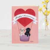 Weddenschap Jubileum Labradors Kaart (Gele Bloem)