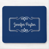 Weddenschap Jubileum Monogram Silver Navy Blue Muismat (Voorkant)