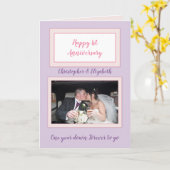 Weddenschap Jubileum paars en witte foto Kaart (Gele Bloem)