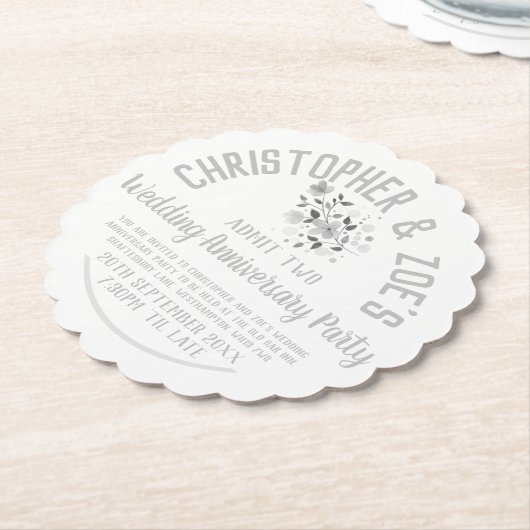 Weddenschap Jubileum Party Invitation Ticket Kartonnen Onderzetters (Gekanteld)