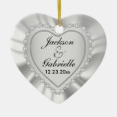 Weddenschap/Jubileum - White Satin and Silver Keramisch Ornament (Voorkant)