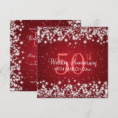 Weddenschap Jubileum Winter Sparkle Red Kaart (Voorkant / Achterkant)