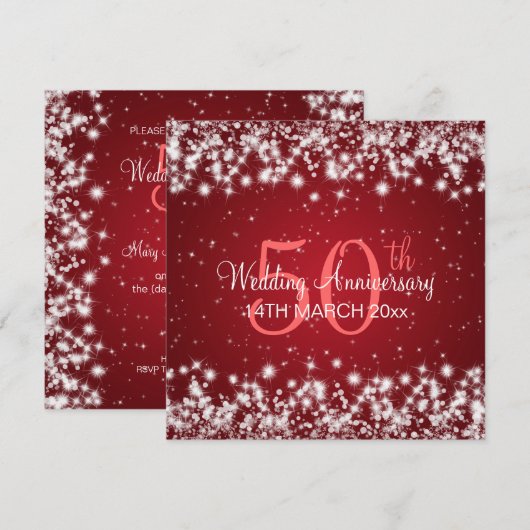 Weddenschap Jubileum Winter Sparkle Red Kaart (Voorkant / Achterkant)
