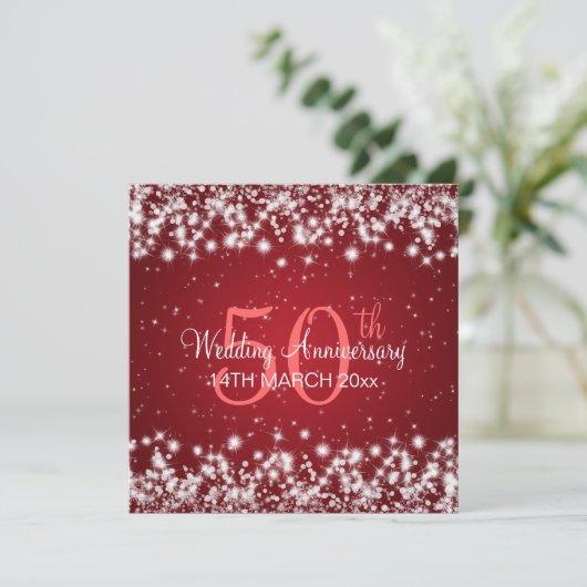 Weddenschap Jubileum Winter Sparkle Red Kaart (Staand voorkant)
