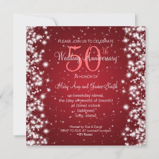 Weddenschap Jubileum Winter Sparkle Red Kaart (Achterkant)
