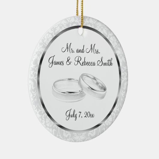 Weddenschap/Jubileum | Wit en Zilver Keramisch Ornament (Rechts)