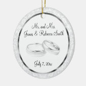 Weddenschap/Jubileum | Wit en Zilver Keramisch Ornament (Links)