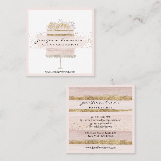 Weddenschap Kaart Bakery Pastry Vierkante Visitekaartje (Voorkant / Achterkant)
