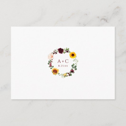 Weddenschap Kaart Herfst Zonnebloemen Wedden (Achterkant)