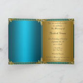 Weddenschap Kaart Uitnodiging Gold Blauwgroen (Binnen)
