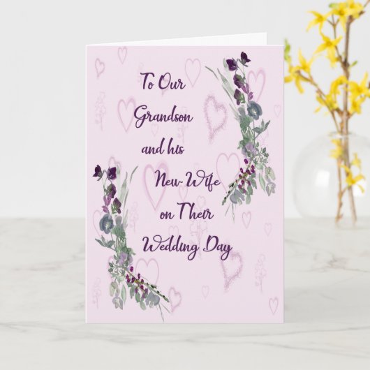 Weddenschap Kaart voor kleinzoon en nieuw vrouw Lt (Gele Bloem)