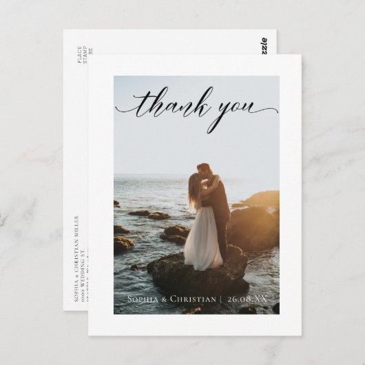 Weddenschap-kalligrafie Hartelijk dank voor het Br Briefkaart (Voorkant / Achterkant)