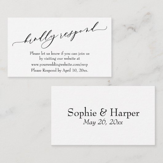 Weddenschap Kindly Antwoord online Luxury Script Informatiekaartje (Voorkant / Achterkant)
