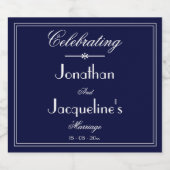 Weddenschap Klassic Elegant Navy Blue Sparkling Wijnetiket (Enkel label)