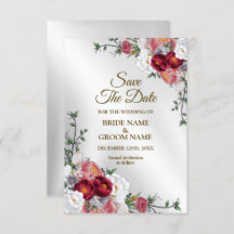 Weddenschap Kleurig Rood Witte Floral Silver Elega