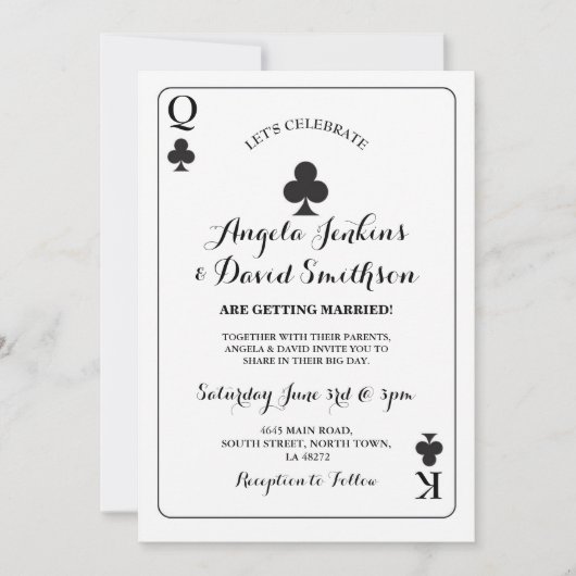 Weddenschap Koningin Clubs speelkaart Ace Black Kaart (Voorkant)