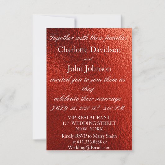 Weddenschap Koninklijke Uitnodiging Rode Mettalisc (Achterkant)