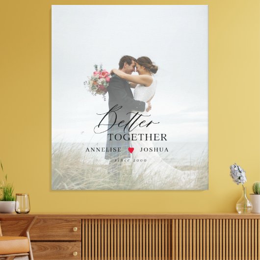 Weddenschap-koppel modern elegant fotografiescript canvas afdruk (Insitu (Woonkamer))