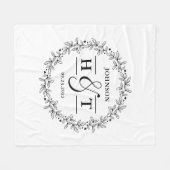Weddenschap Koppel Monogram Floral Lijst Fleece Deken (Voorkant (Horizontaal))