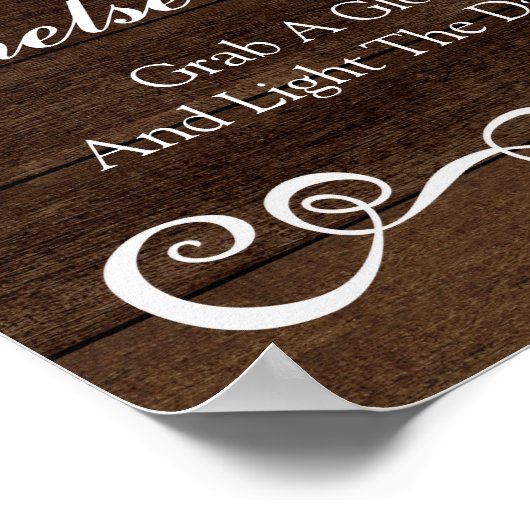 Weddenschap - Laat liefdesgloed Rustic Wedding Sig Poster (Hoek)