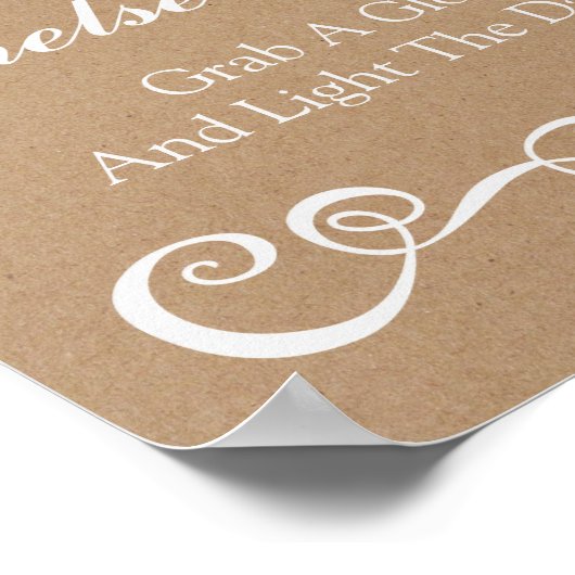 Weddenschap - Laat liefdesgloed Rustic Wedding Sig Poster (Hoek)