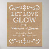 Weddenschap - Laat liefdesgloed Rustic Wedding Sig Poster (Voorkant)