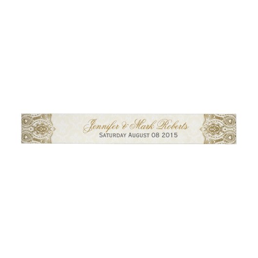Weddenschap Label Gold Lace 2 Beige Damaskers Omwikkelbaar Adreslabel (Individueel)
