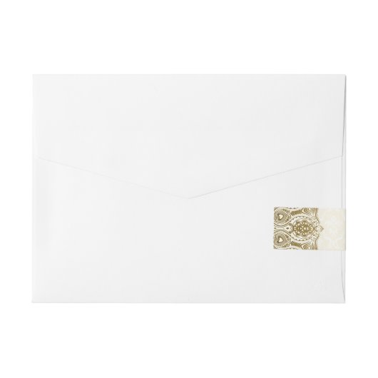 Weddenschap Label Gold Lace 2 Beige Damaskers Omwikkelbaar Adreslabel (Achterkant)