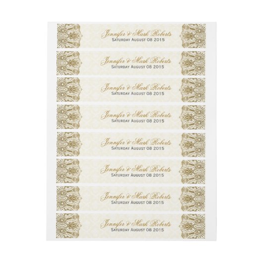 Weddenschap Label Gold Lace 2 Beige Damaskers Omwikkelbaar Adreslabel (Vel)