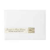 Weddenschap Label Gold Lace 2 Beige Damaskers Omwikkelbaar Adreslabel (Voorkant)