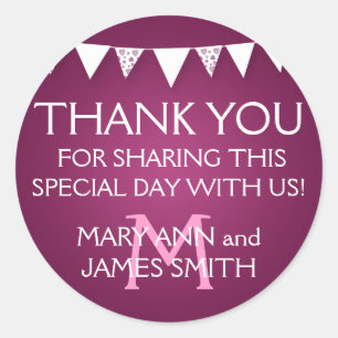 Weddenschap Label Love Bunting Monogram Pink